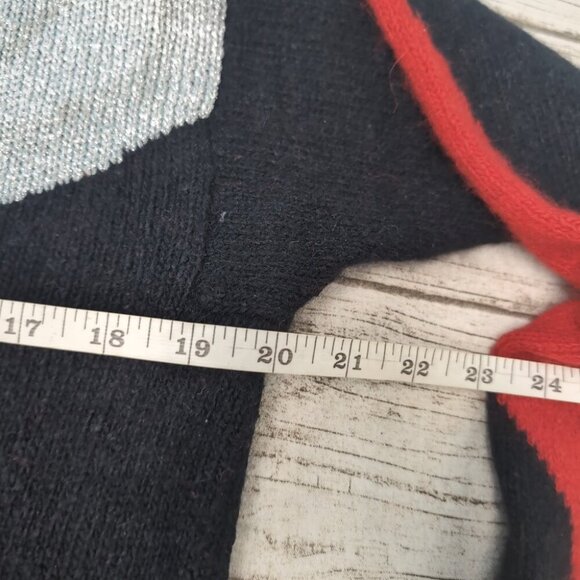 Vtg 80's IB Diffusion Silk Blend Metallic Red Silver Black Geometric Sweater  L - Picture 5 of 7